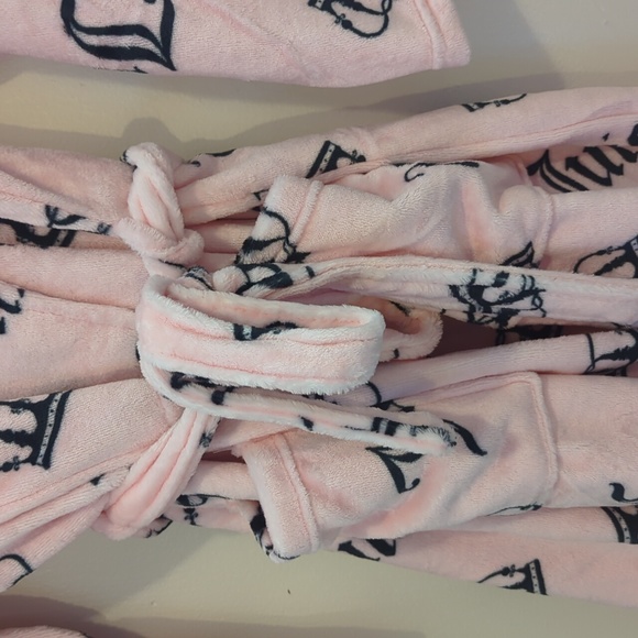 Juicy Couture pink fleece short logo robe large - Picture 4 of 7